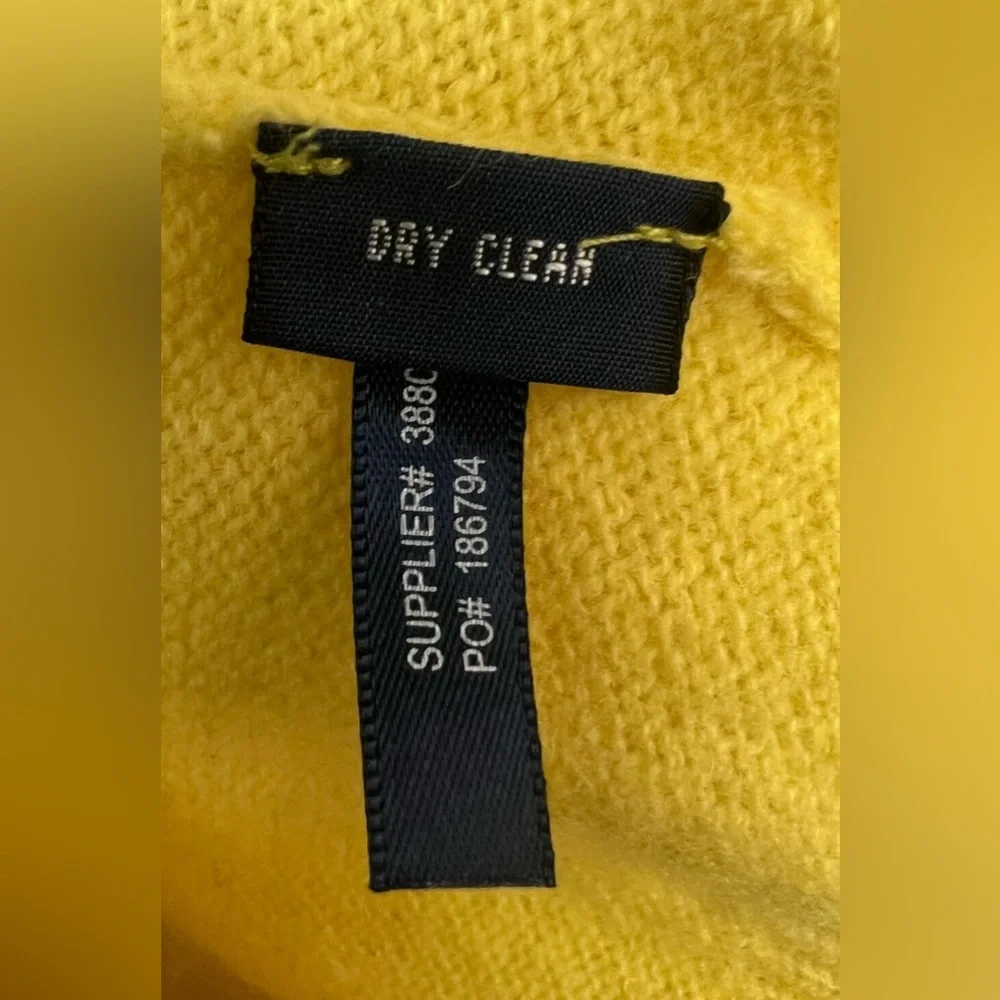 Polo by Ralph‎ Lauren - Mens Yellow V-Neck Lambswool Sweater, Logo left chest, M